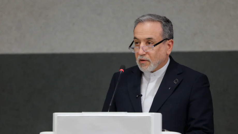 Iranian Foreign Minister Abbas Araghchi delivers a speech during a session of the United Nations Conference on Disarmament, on the sideline of a second round of U.S.–Iranian talks, in Geneva, on Feb. 17, 2026. (Valentin Flauraud/AFP via Getty Images)