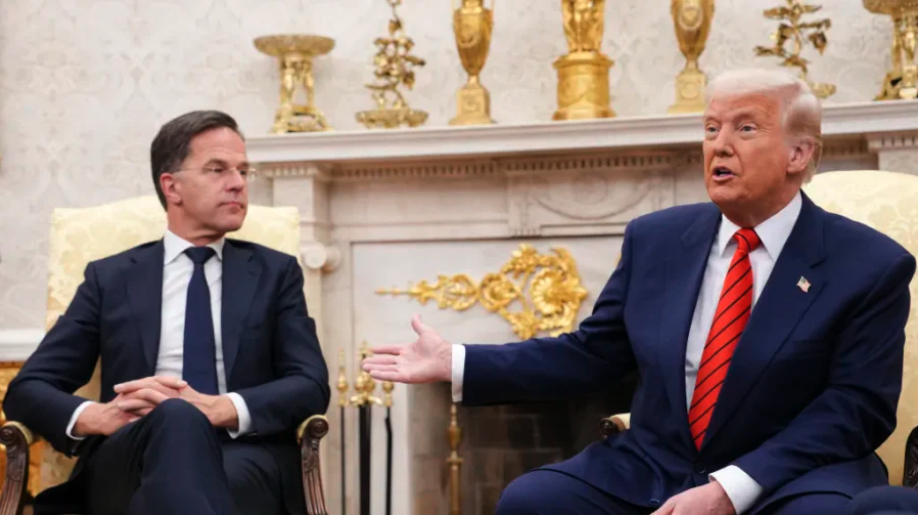 NATO Secretary General Mark Rutte and U.S. President Donald Trump hold a meeting in the Oval Office of the White House on March 13, 2025 in Washington. (Photo by Andrew Harnik/Getty Images)