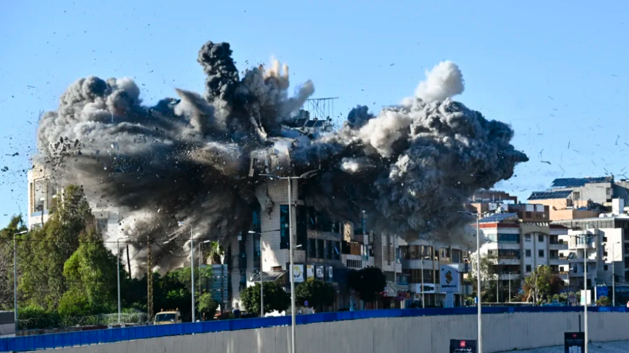 Smoke and debris flies around at the site of an Israeli strike in Beirut, Lebanon, on March 31, 2026. (Fadel Itani/AFP via Getty Images)
