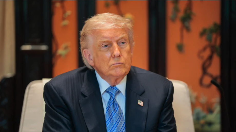 U.S. President Donald Trump looks on during a meeting with Chinese leader Xi Jinping (not pictured) on the sidelines of a visit to Zhongnanhai Garden in Beijing on May 15, 2026. (Evan Vucci-Pool/Getty Images)