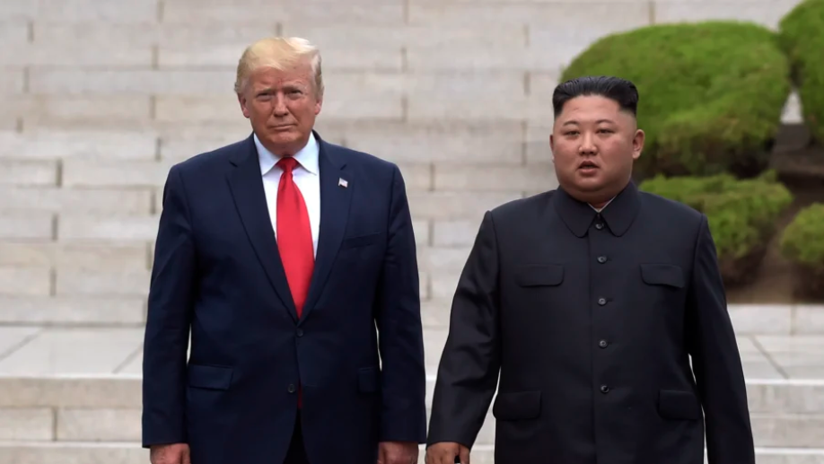 President Donald Trump meets with North Korean leader Kim Jong Un at the North Korean side of the border at the village of Panmunjom in Demilitarized Zone, on June 30, 2019. (Susan Walsh/AP Photo)