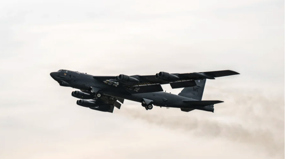 An Air Force B-52 Stratofortress takes off in support of Operation Epic Fury, on March 22, 2026. (U.S. Air Force)