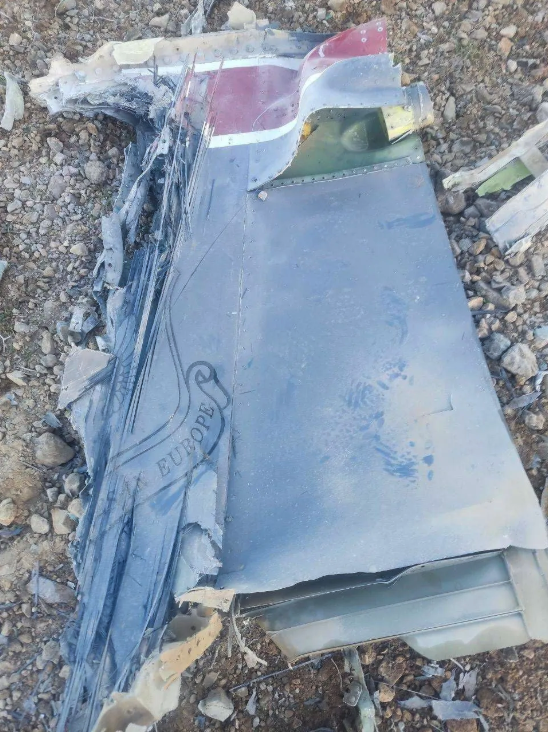 Fragments of a downed U.S. jet in this picture said to be taken in central Iran and released on April 3, 2026. IRIB/Handout via Reuters