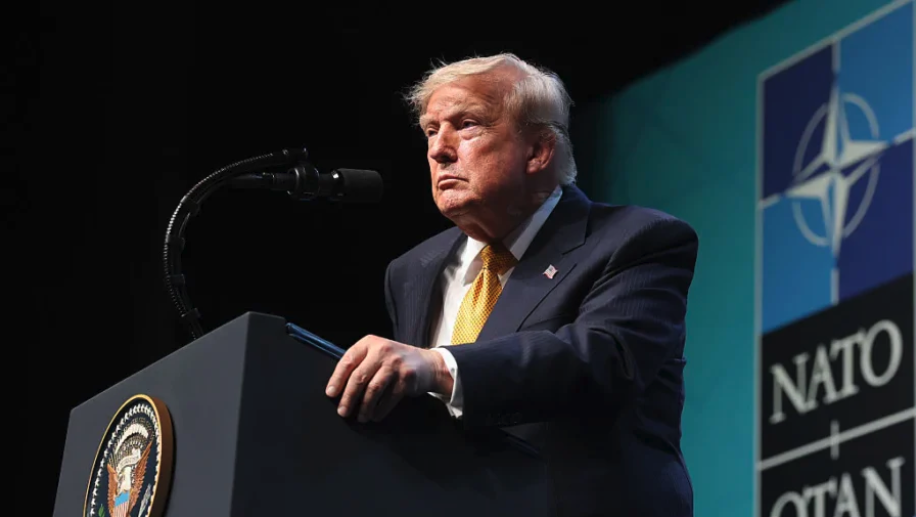 President Donald Trump speaks at a press conference during the 2026 NATO Leaders Summit at the Beştepe Presidential Compound in Ankara, Turkey on July 8, 2026. (Photo by Win McNamee/Getty Images)