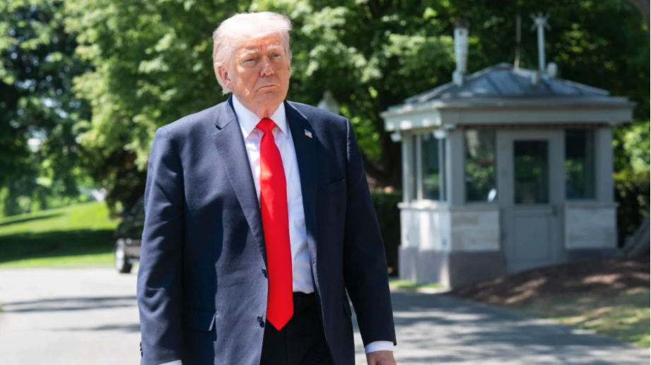U.S. President Donald Trump walks to board Marine One as he departs from the South Lawn of the White House in Washington on May 1, 2026. (Saul Loeb/AFP via Getty Images)