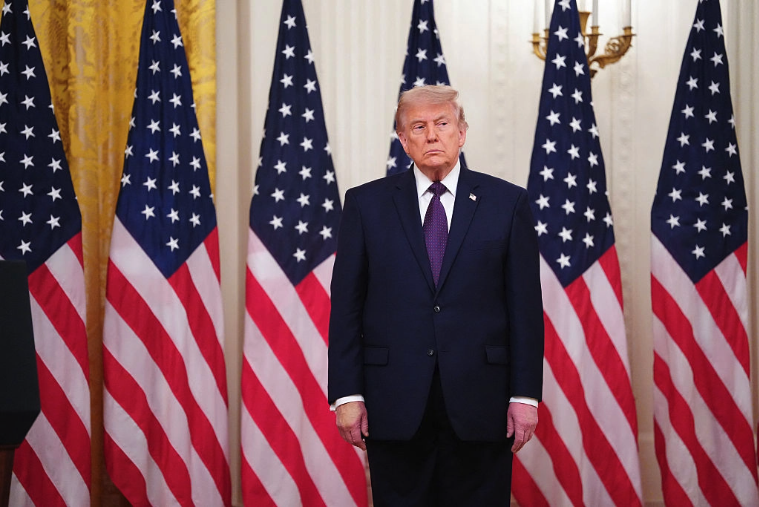 President Donald Trump looks on during a swearing in ceremony for new Chairman of the Federal Reserve Kevin Warsh in the East Room of the White House on May 22, 2026. Aaron Schwartz/AFP via Getty Images