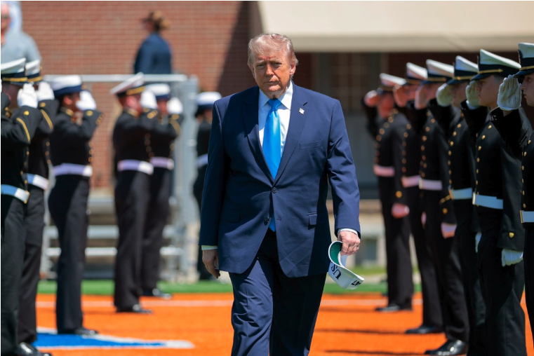 President Donald Trump arrives to the commencement ceremony on Cadet Memorial Field at the United States Coast Guard Academy in New London, Conn., on May 20, 2026. Chip Somodevilla/Getty Images