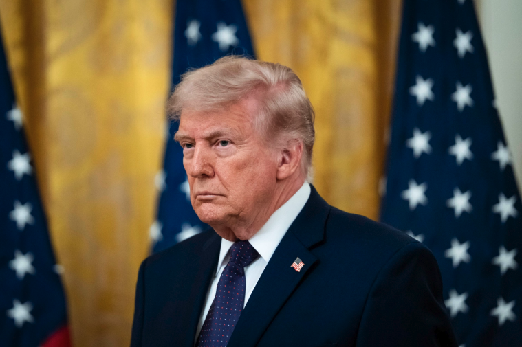 President Donald Trump during Kevin Warsh’s swearing in ceremony as the Federal Reserve chairman at the White House on May 22, 2026. Madalina Kilroy/The Epoch Times