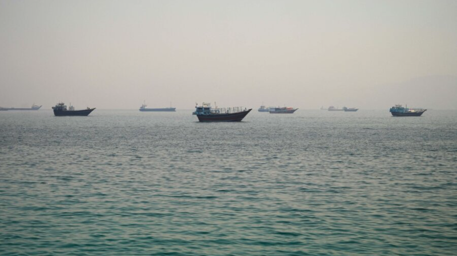 Vessels are anchored in the Strait of Hormuz, as seen from Musandam, Oman, June 11, 2026. REUTERS/Stringer