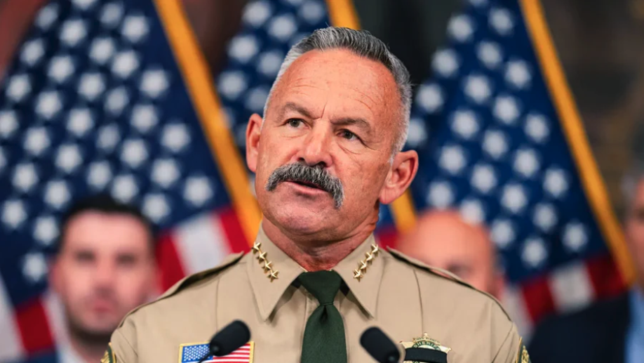 Sheriff Chad Bianco of Riverside County speaks during a news conference at the U.S. Capitol in Washington on May 15, 2024. (Kent Nishimura/Getty Images)