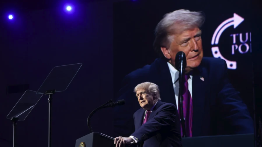 U.S. President Donald Trump speaks during a Turning Point USA event at the Dream City Church in Phoenix, Ariz., on April 17, 2026. (Win McNamee/Getty Images)